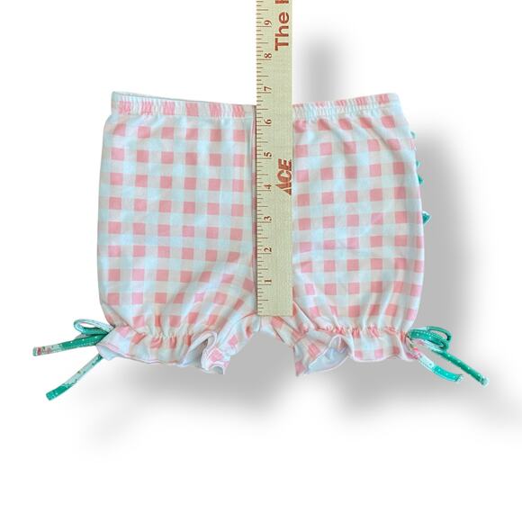 Sweet Honey Gingham Ruffle Bloomer Shorts Toddlers Size 3T Pink Green Boho - Picture 3 of 9
